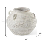 16" Cream Amphora Ceramic Floor Vase
