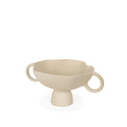 11" Beige Cast Aluminum Round Pedestal Centerpiece Bowl