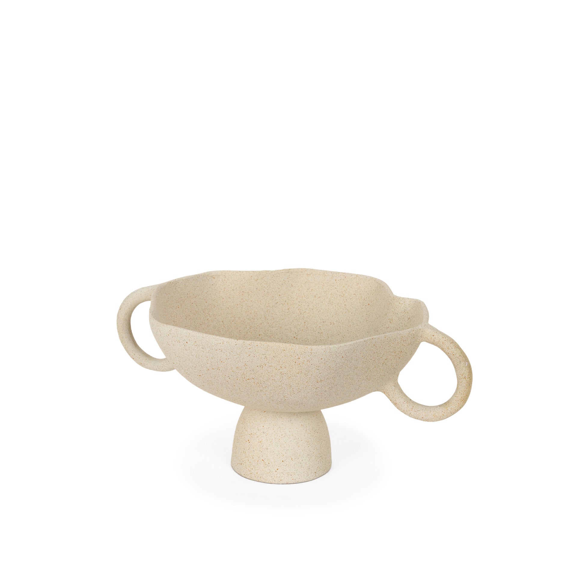 11" Beige Cast Aluminum Round Pedestal Centerpiece Bowl