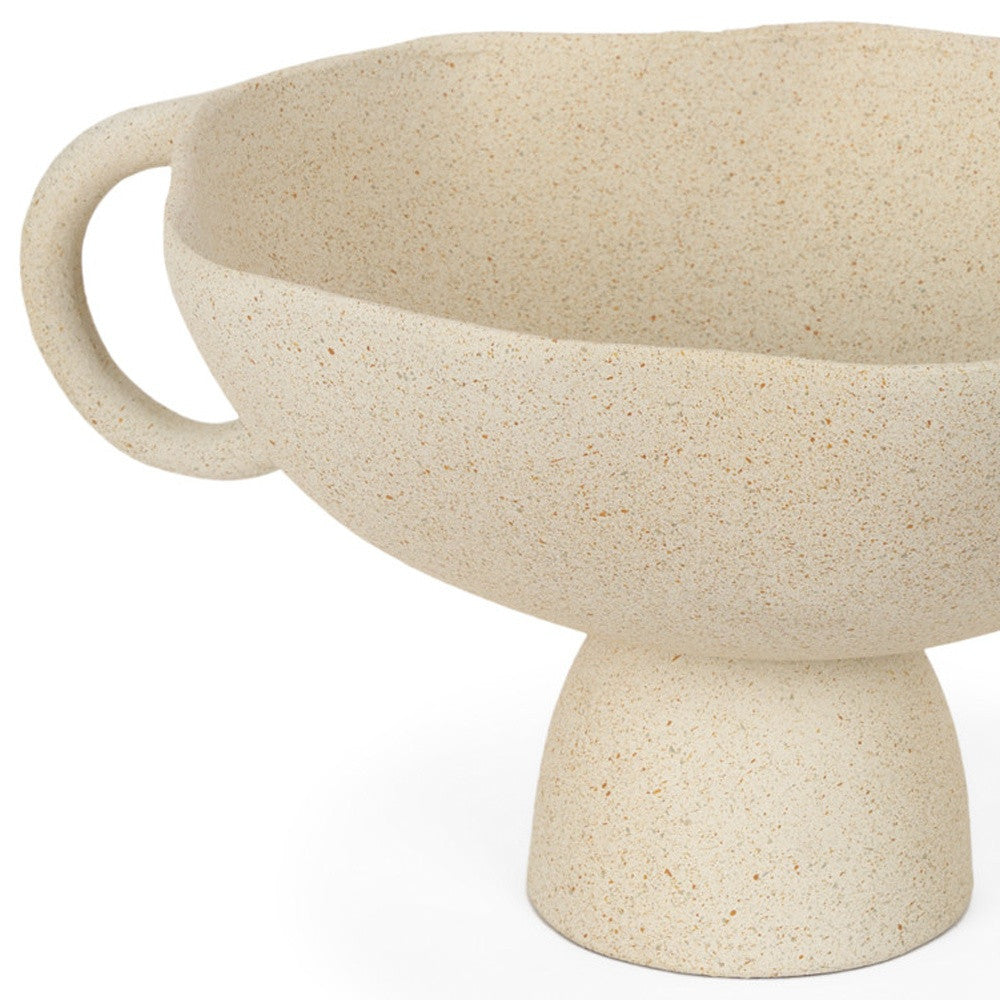 11" Beige Cast Aluminum Round Pedestal Centerpiece Bowl
