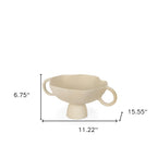 11" Beige Cast Aluminum Round Pedestal Centerpiece Bowl