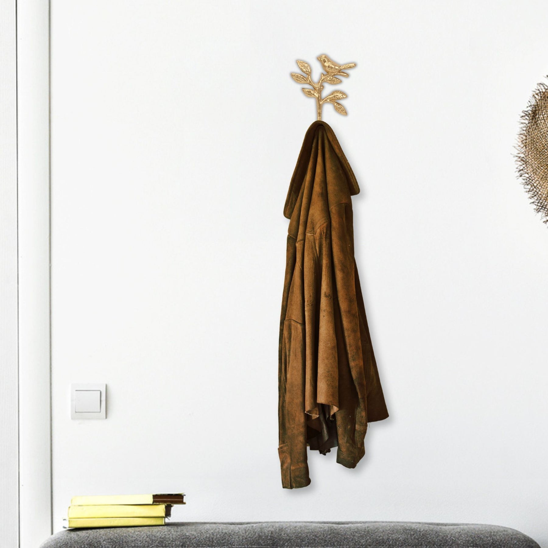 5" Antiqued Gold Cast Iron Bird Wall Hook