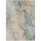 8′ × 10′ Teal Blue, Coral & Ivory Abstract Washable Indoor/Outdoor Area Rug