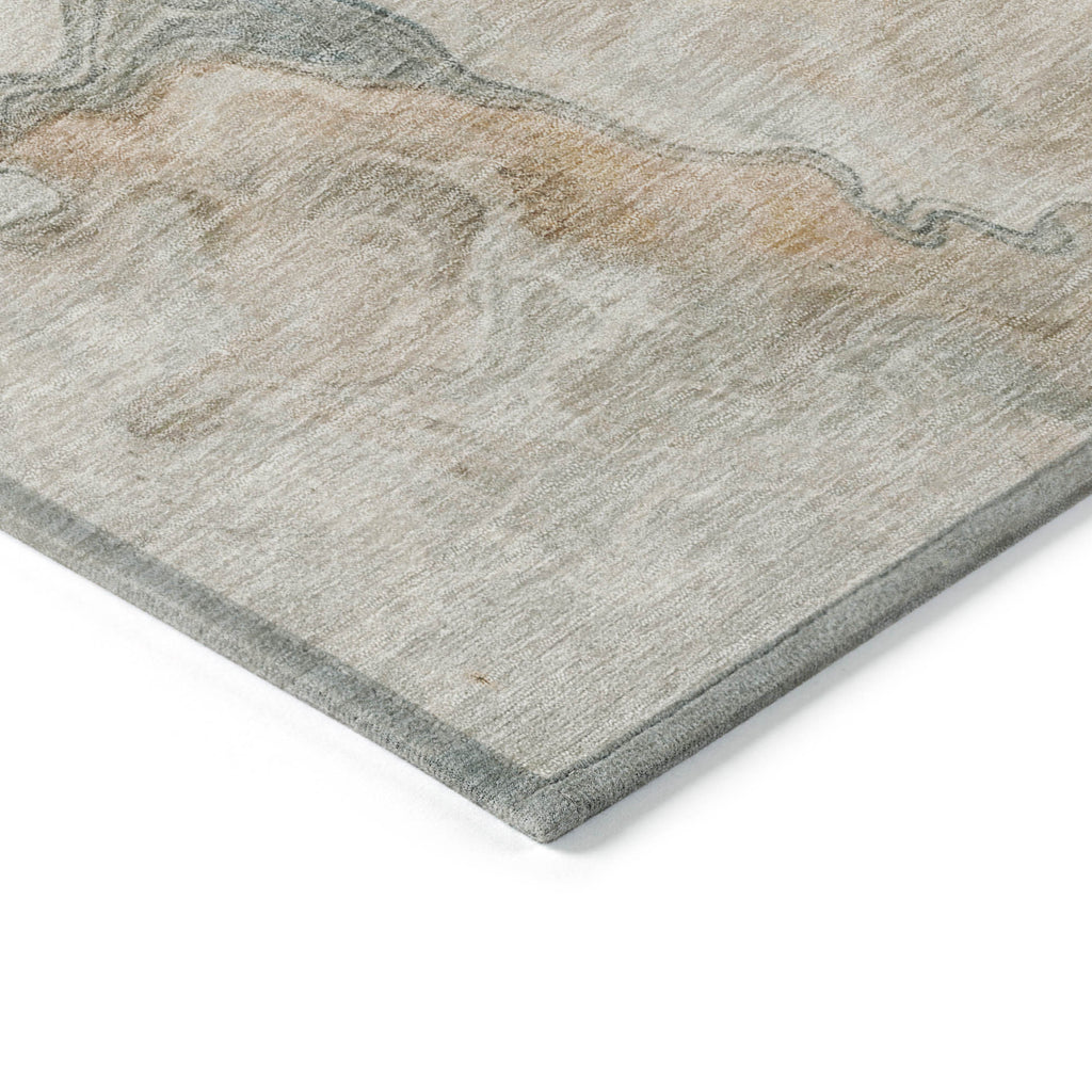 8′ × 10′ Teal Blue, Coral & Ivory Abstract Washable Indoor/Outdoor Area Rug