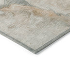 8′ × 10′ Teal Blue, Coral & Ivory Abstract Washable Indoor/Outdoor Area Rug
