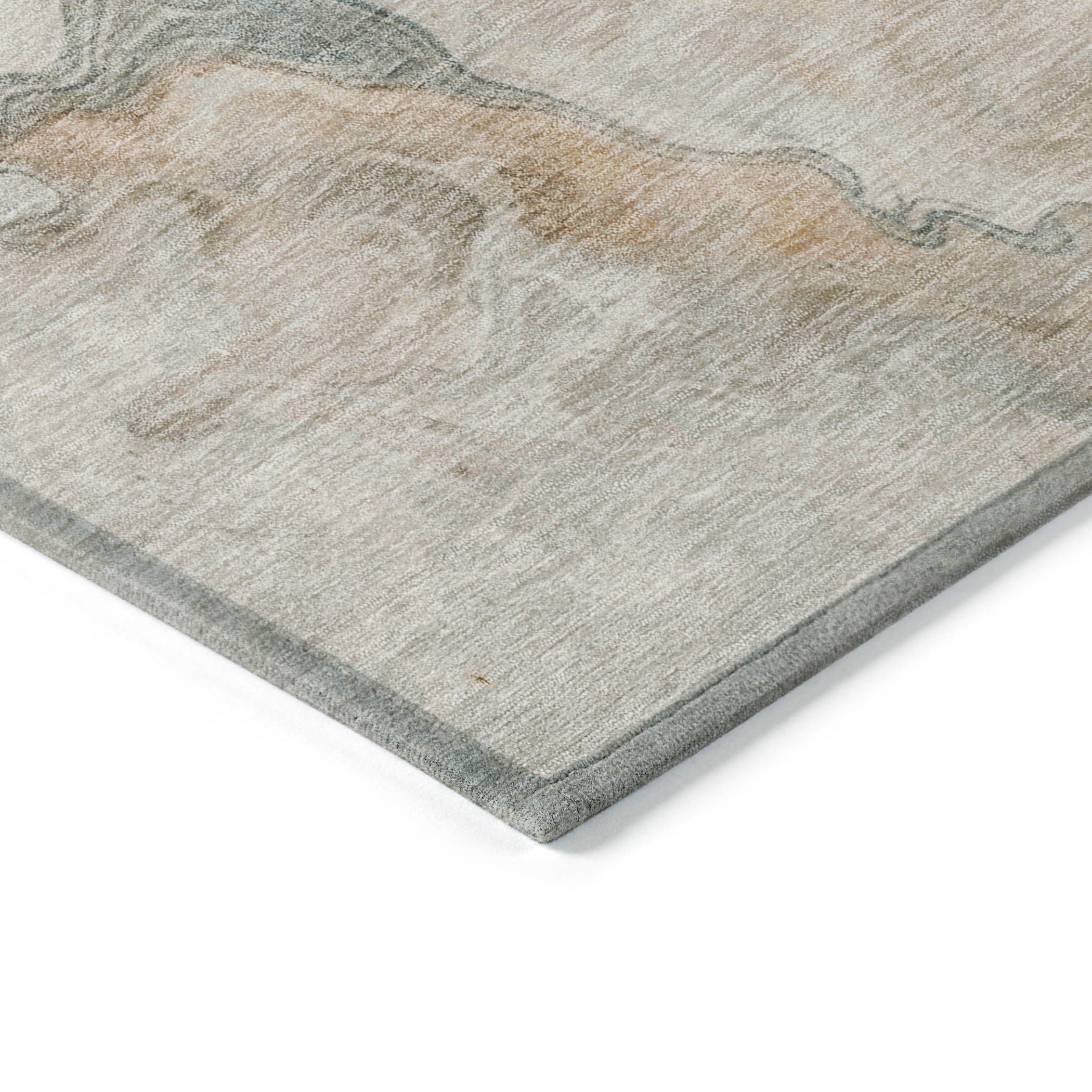 8′ × 10′ Teal Blue, Coral & Ivory Abstract Washable Indoor/Outdoor Area Rug