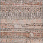 8' x 10' Terra Cotta & Gray Striped Washable Indoor/Outdoor Area Rug