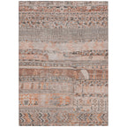8' x 10' Terra Cotta & Gray Striped Washable Indoor/Outdoor Area Rug