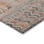 8' x 10' Terra Cotta & Gray Striped Washable Indoor/Outdoor Area Rug