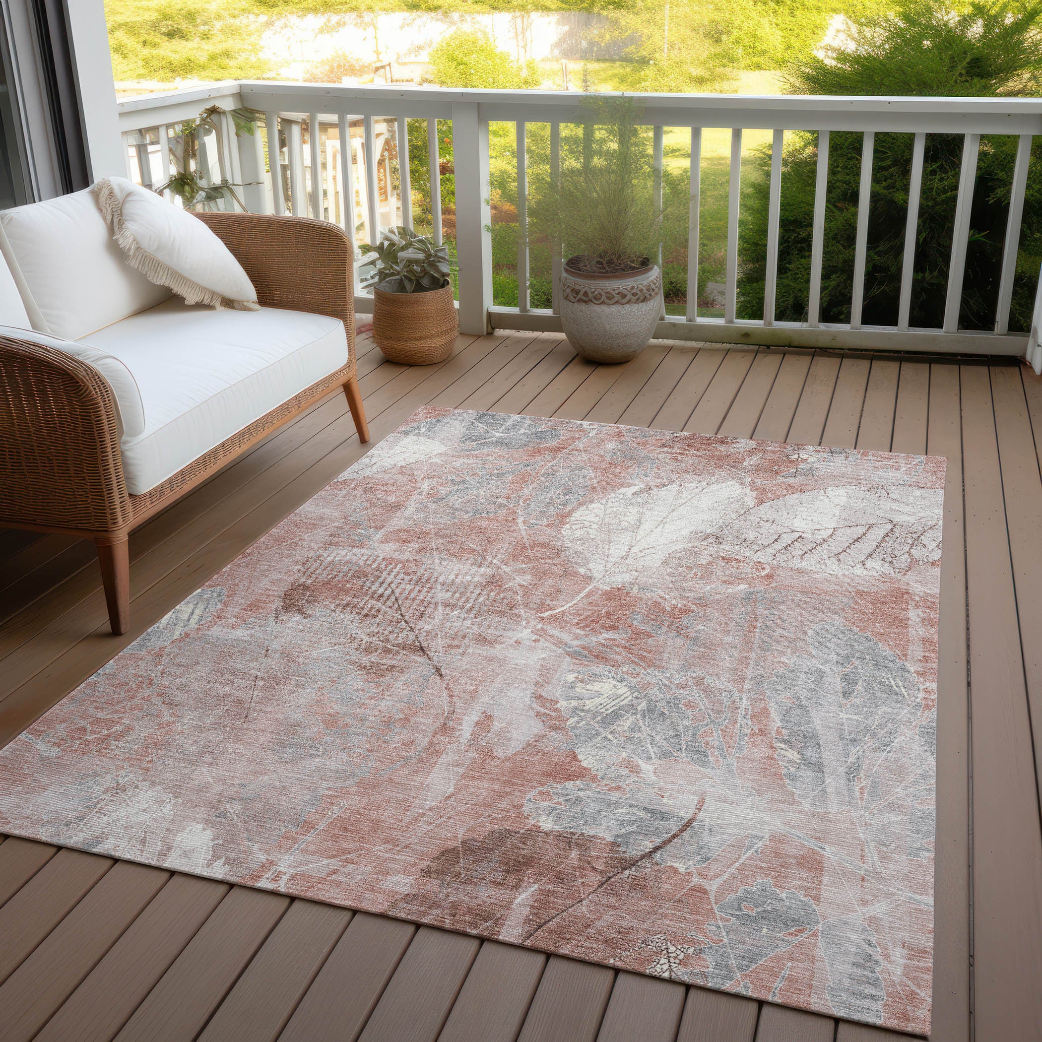 3' X 5' Floral Washable Indoor/Outdoor Area Rug