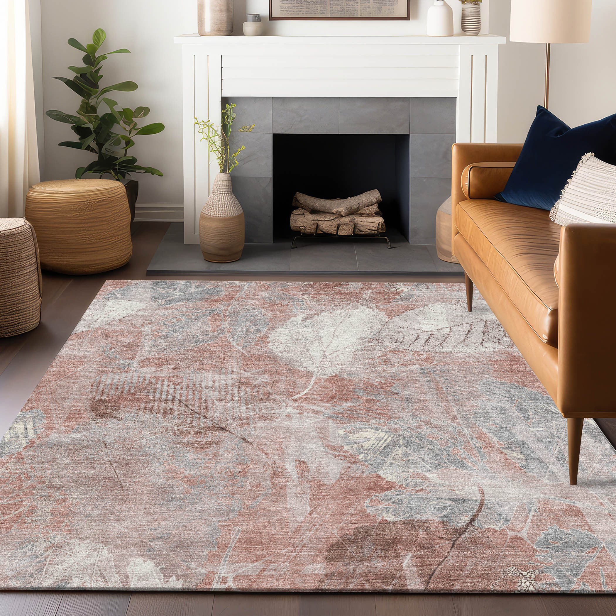 3' X 5' Floral Washable Indoor/Outdoor Area Rug