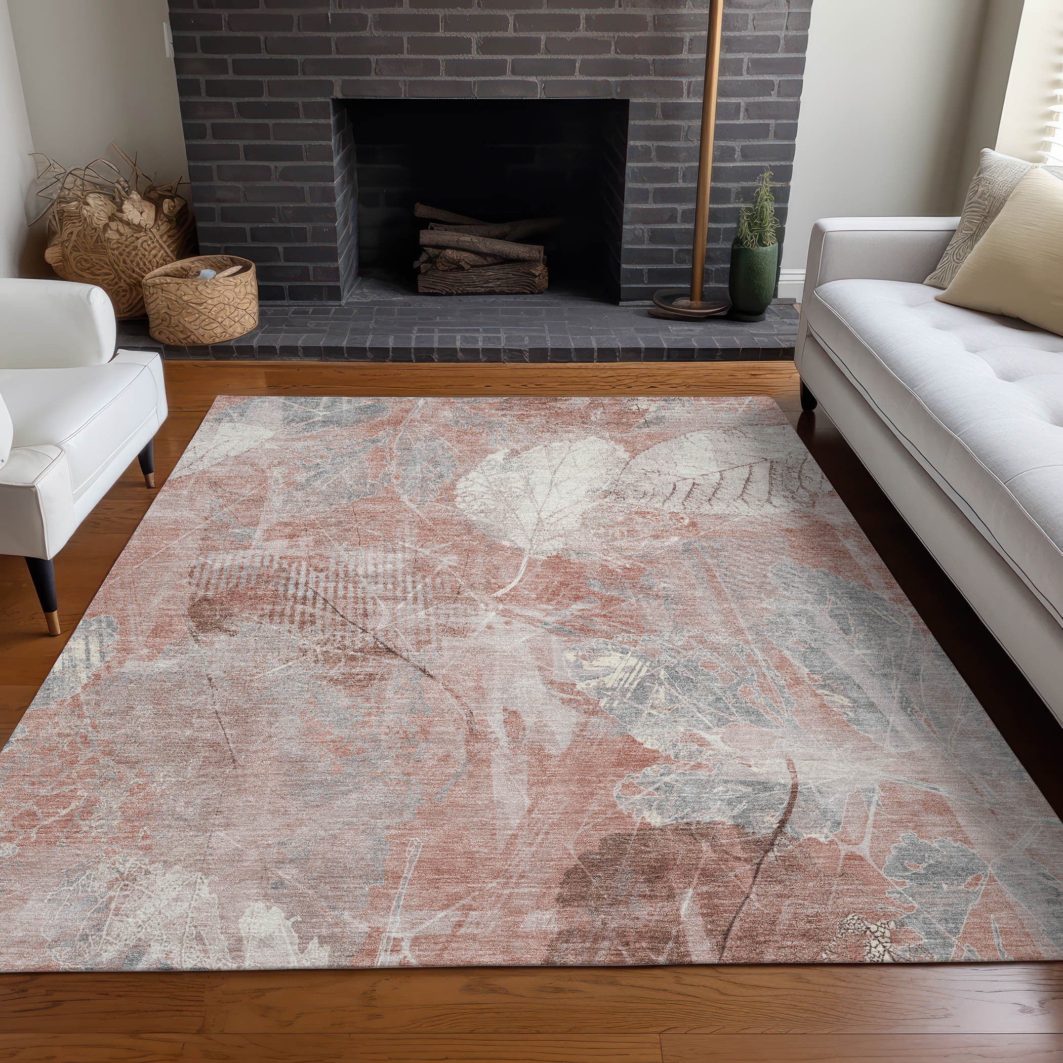 3' X 5' Floral Washable Indoor/Outdoor Area Rug