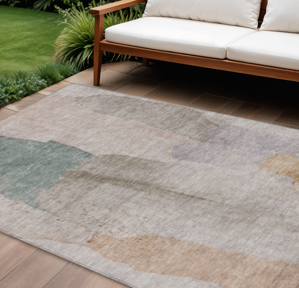 8' X 10' Abstract Washable Indoor Outdoor Area Rug