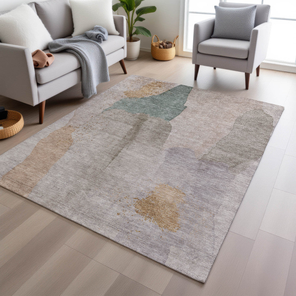 8' X 10' Abstract Washable Indoor Outdoor Area Rug