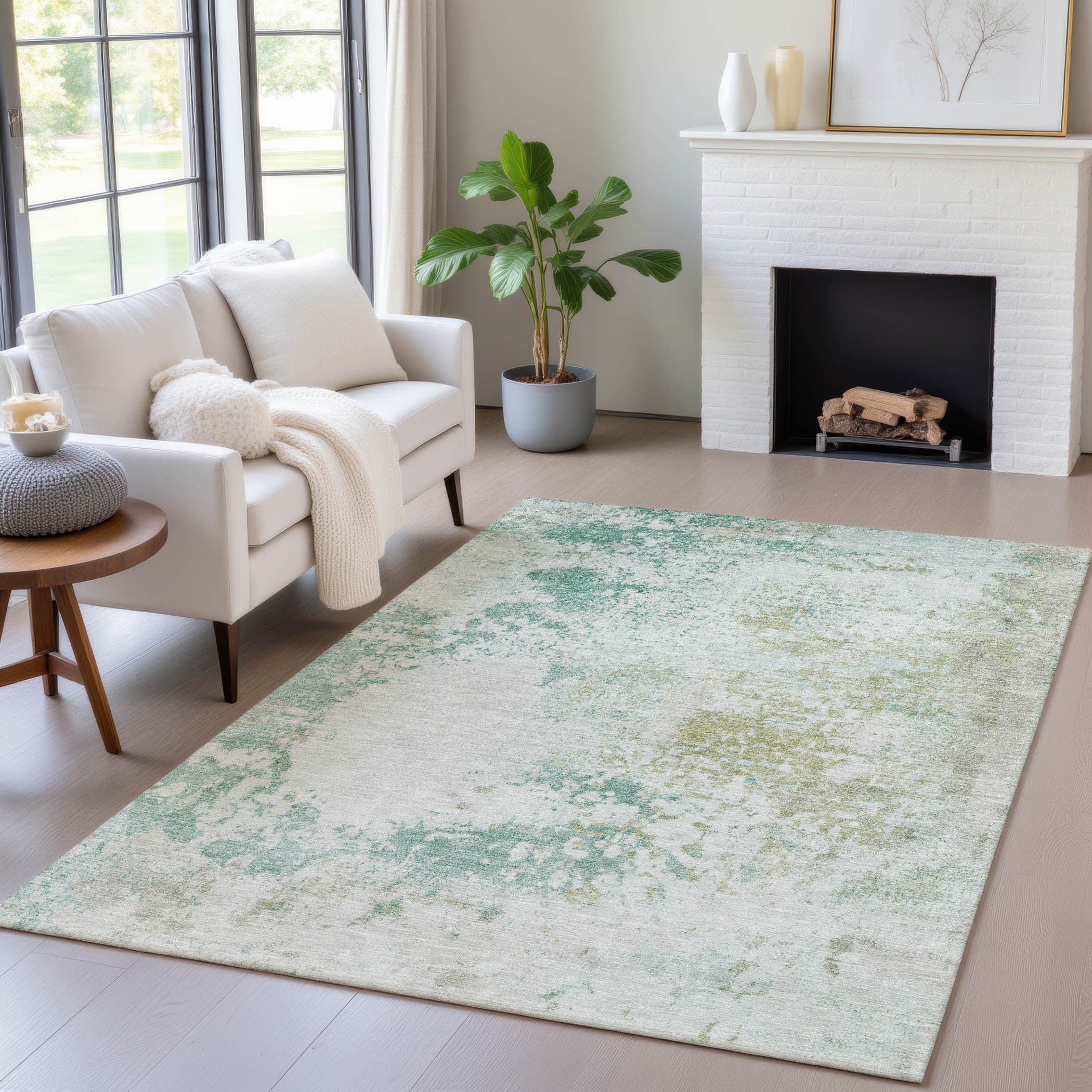 8' x 10' Abstract Washable Indoor/Outdoor Area Rug