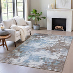 5' X 8' Abstract Washable Indoor/Outdoor Area Rug