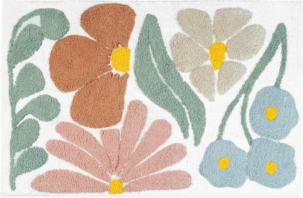 32" Cotton Floral Bath Rug