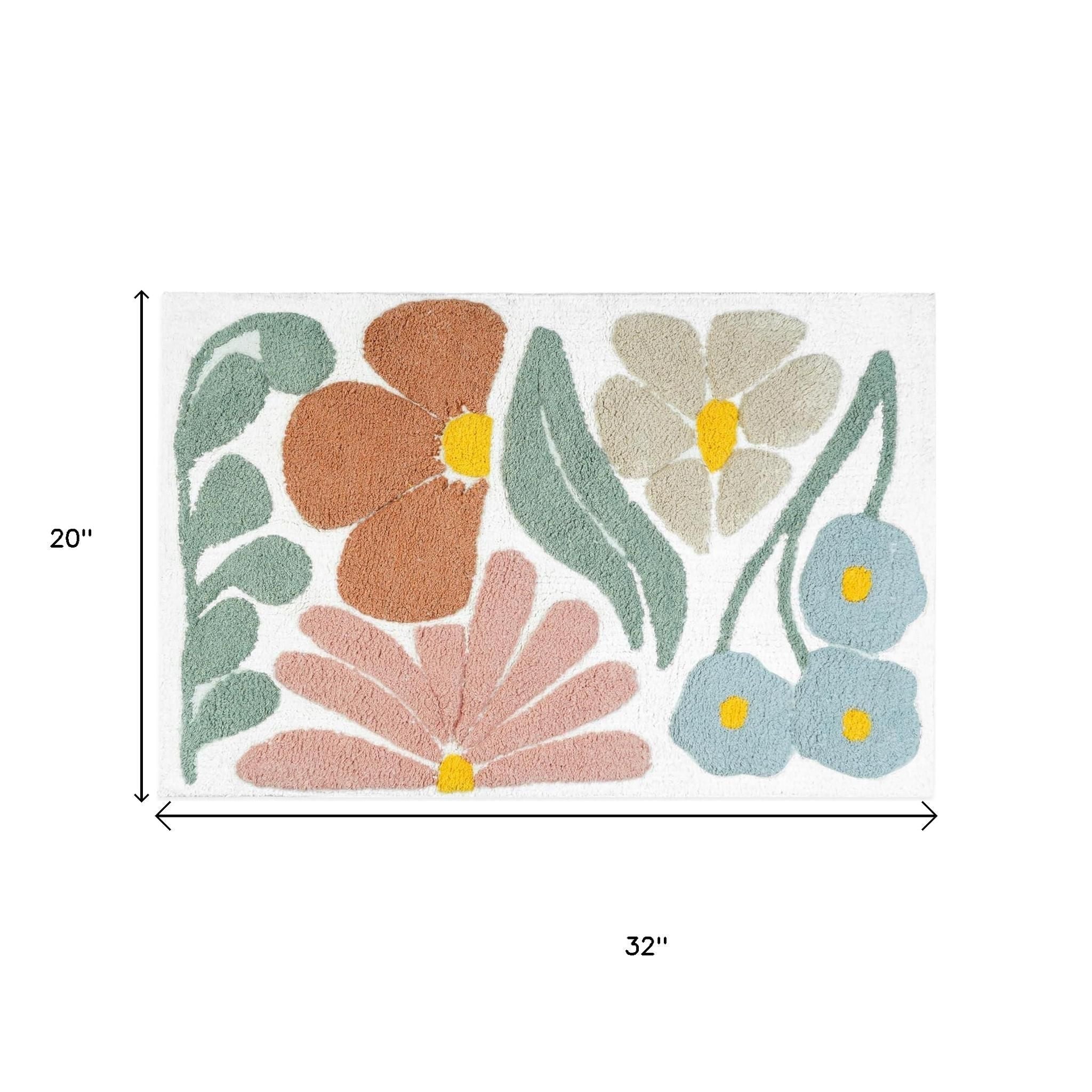 32" Cotton Floral Bath Rug