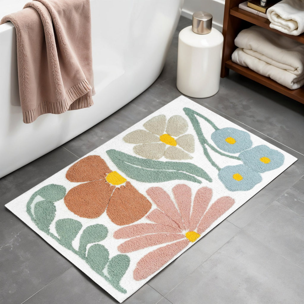 32" Cotton Floral Bath Rug