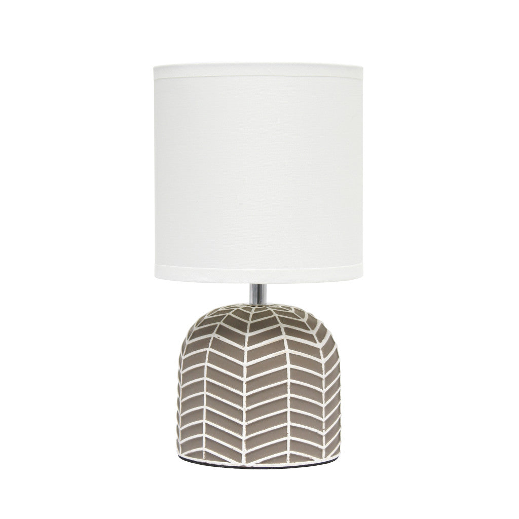 10″ Taupe Ceramic Lamp with White Shade