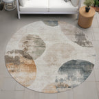 8' Round Abstract Washable Indoor/Outdoor Area Rug