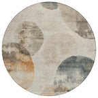 8' Round Abstract Washable Indoor/Outdoor Area Rug
