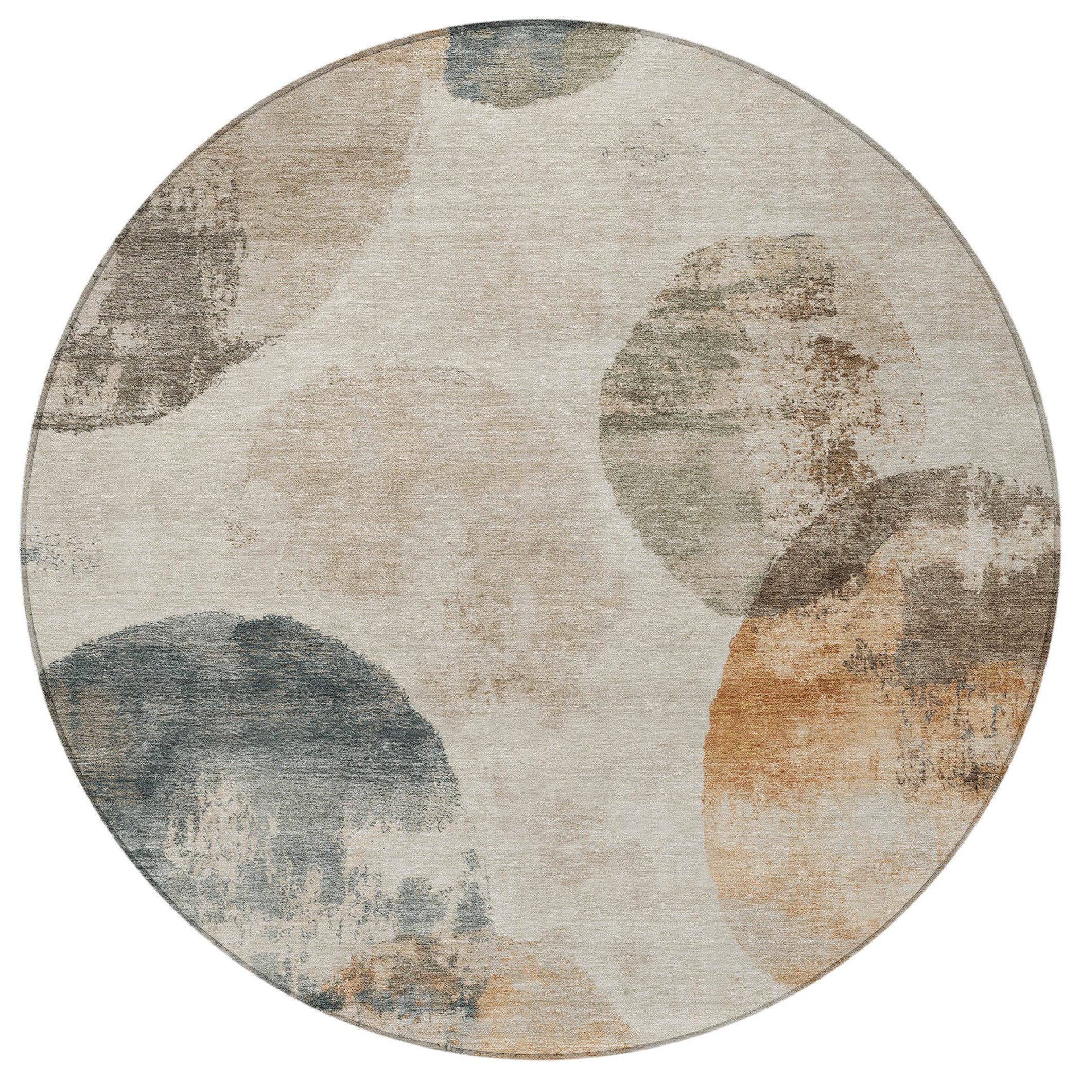 8' Round Abstract Washable Indoor/Outdoor Area Rug