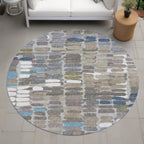8' Round Abstract Washable Indoor/Outdoor Area Rug