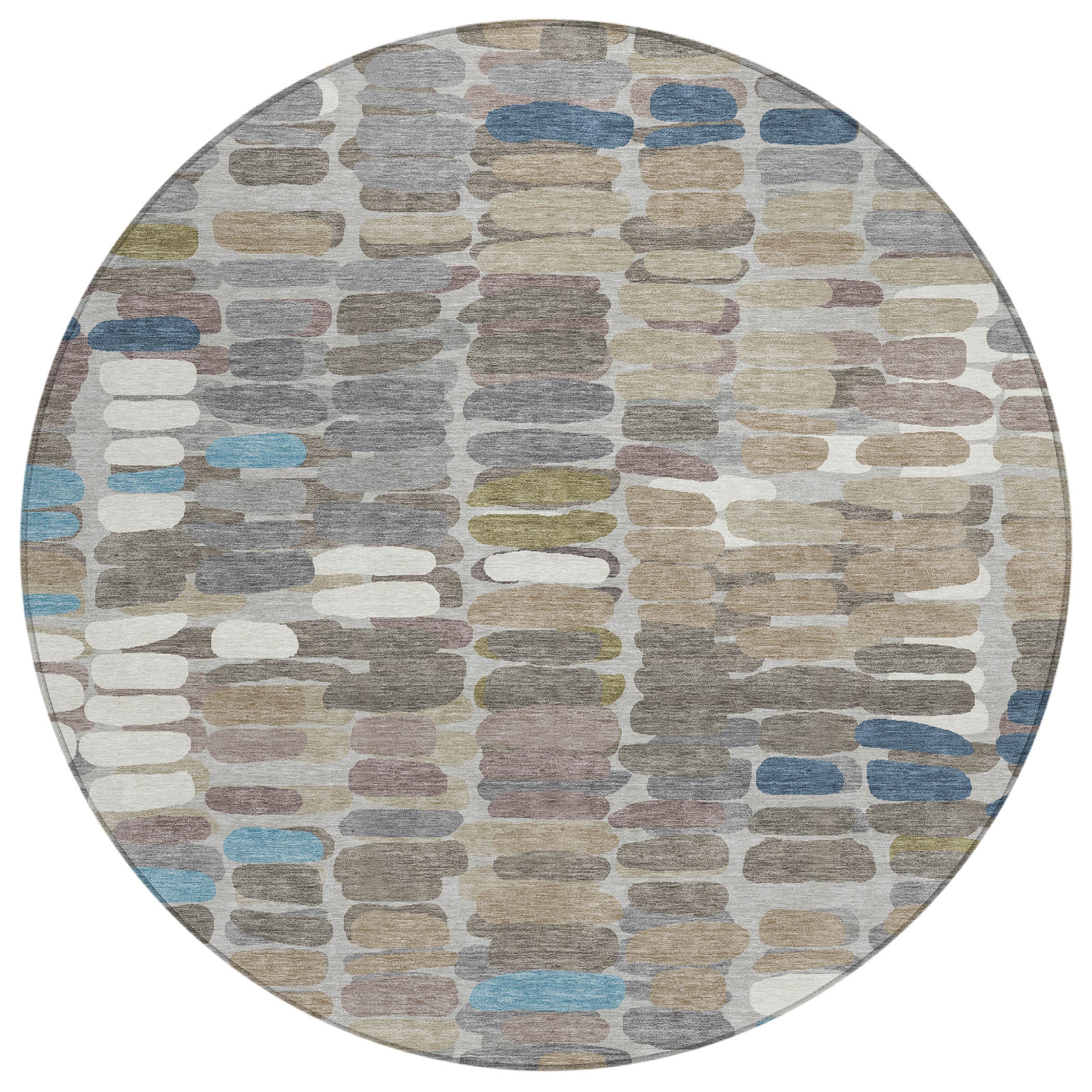 8' Round Abstract Washable Indoor/Outdoor Area Rug