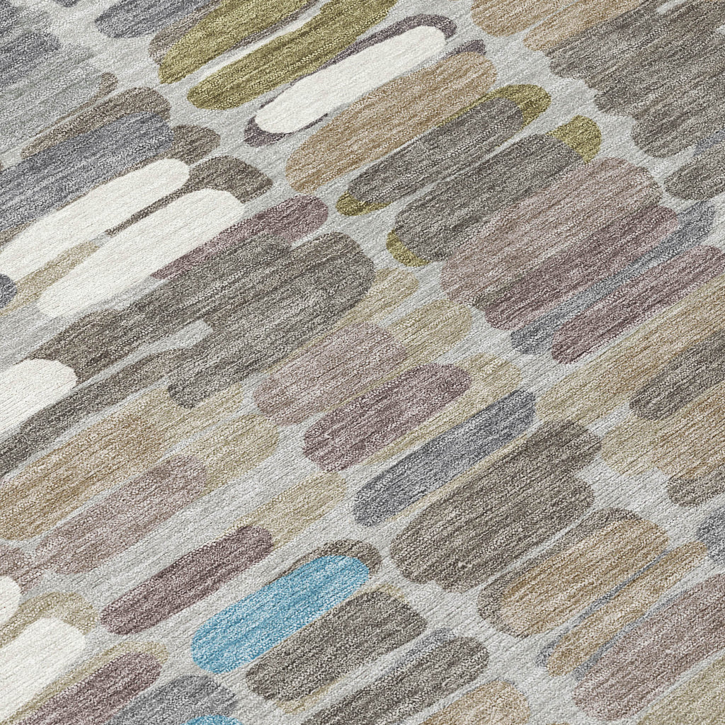 8' Round Abstract Washable Indoor/Outdoor Area Rug