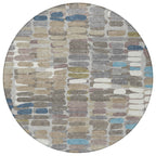 8' Round Abstract Washable Indoor/Outdoor Area Rug