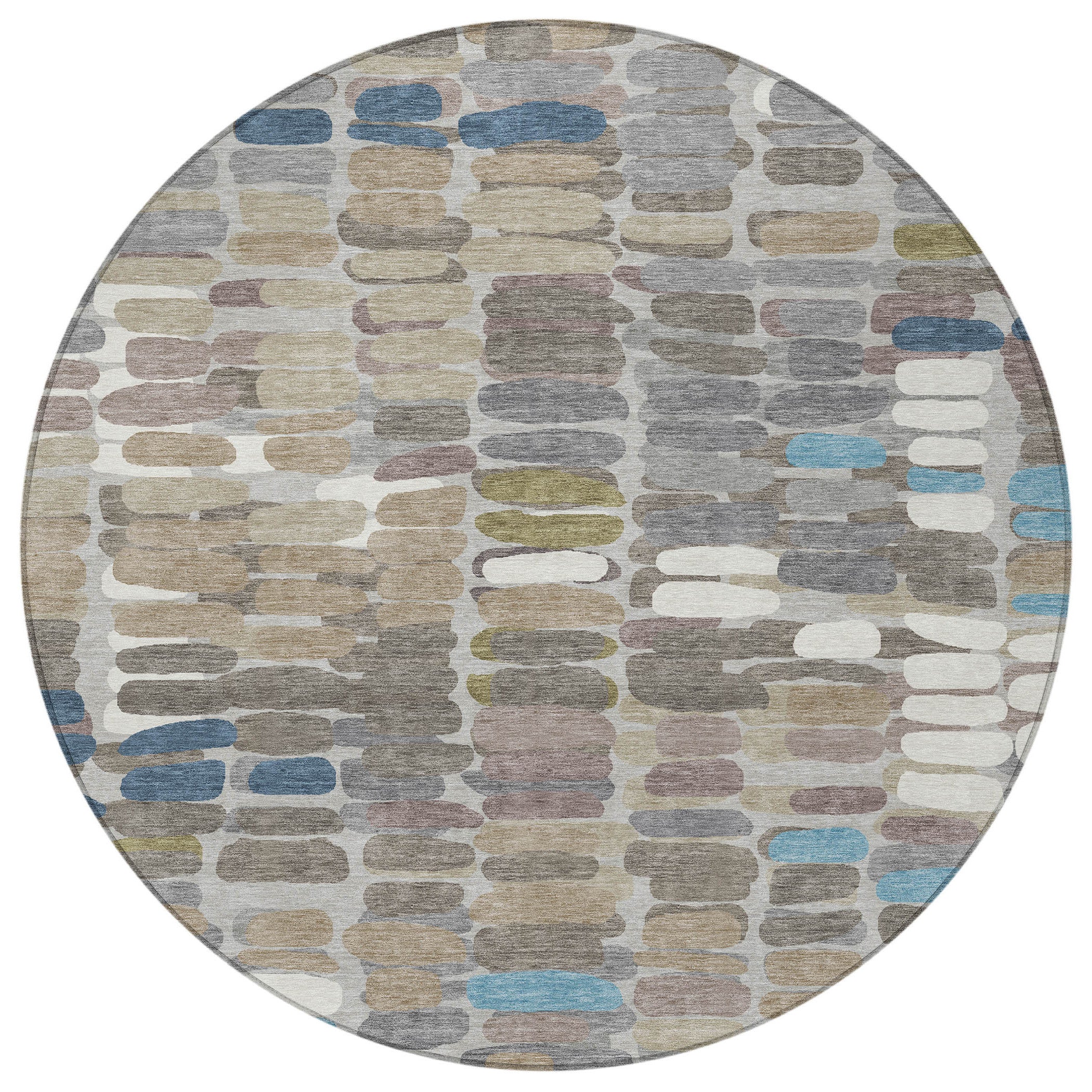 8' Round Abstract Washable Indoor/Outdoor Area Rug