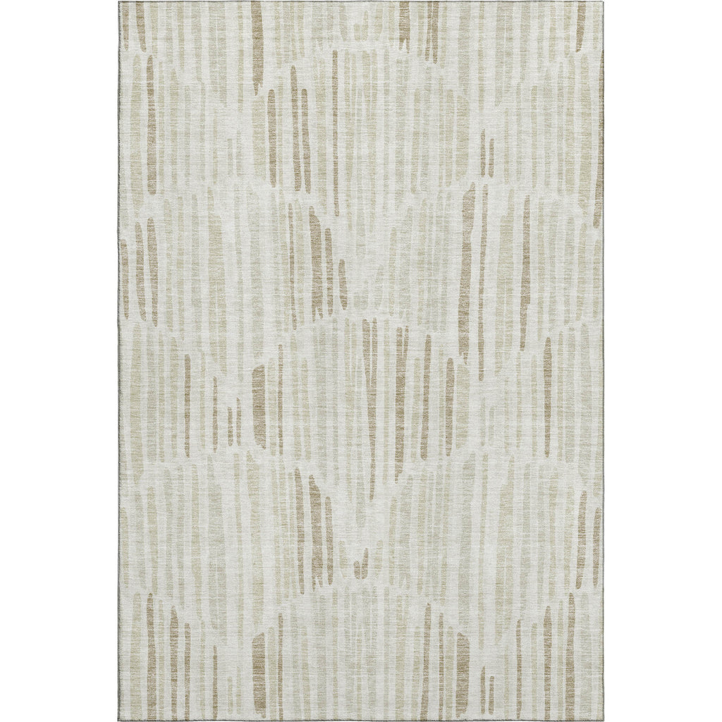 9' x 12' Ivory & Beige Abstract Washable Area Rug with UV Protection