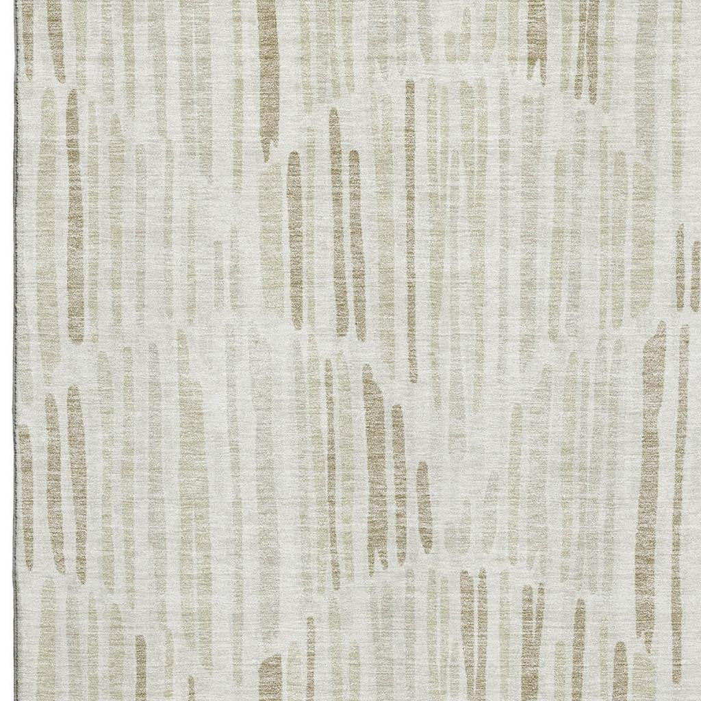 9' x 12' Ivory & Beige Abstract Washable Area Rug with UV Protection