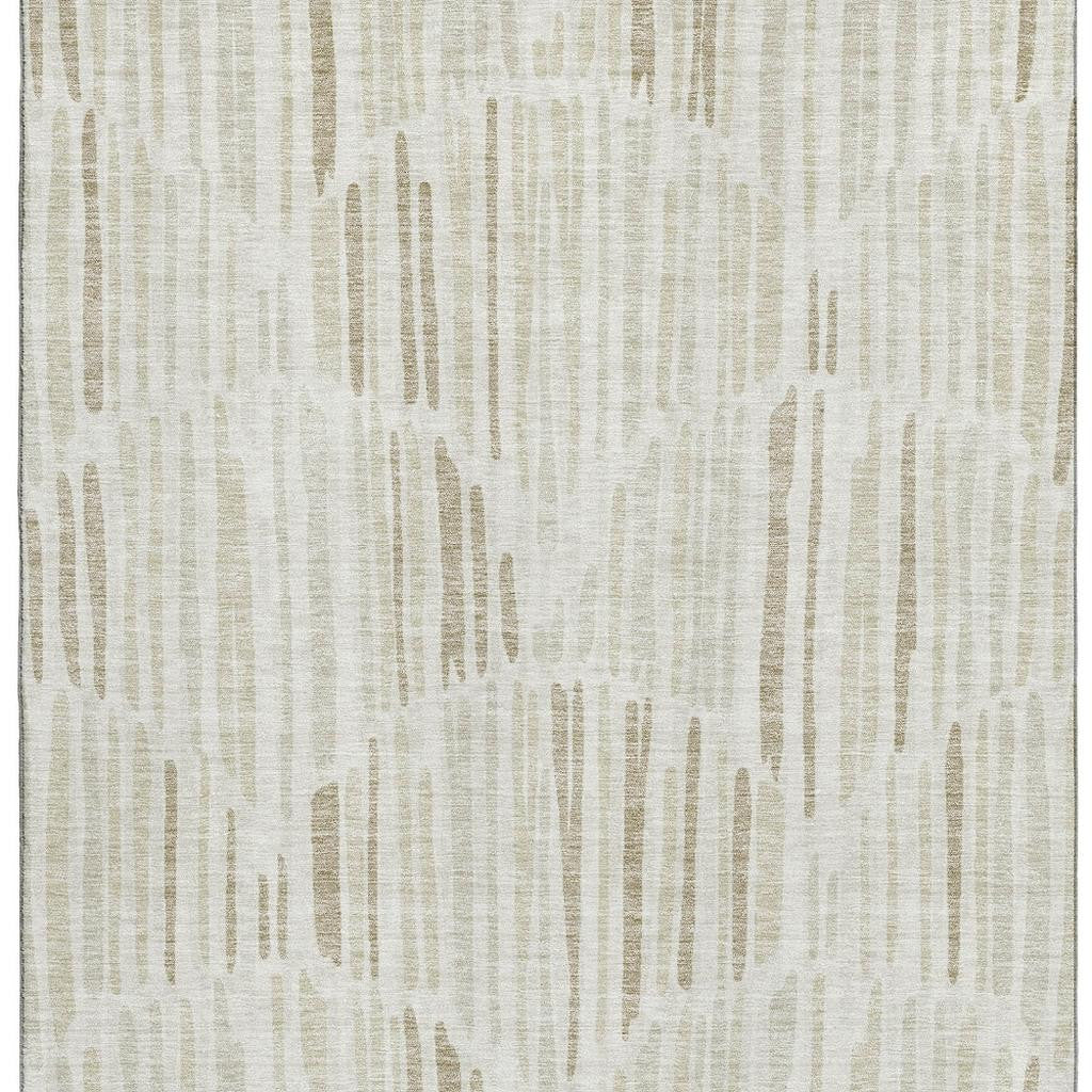 9' x 12' Ivory & Beige Abstract Washable Area Rug with UV Protection