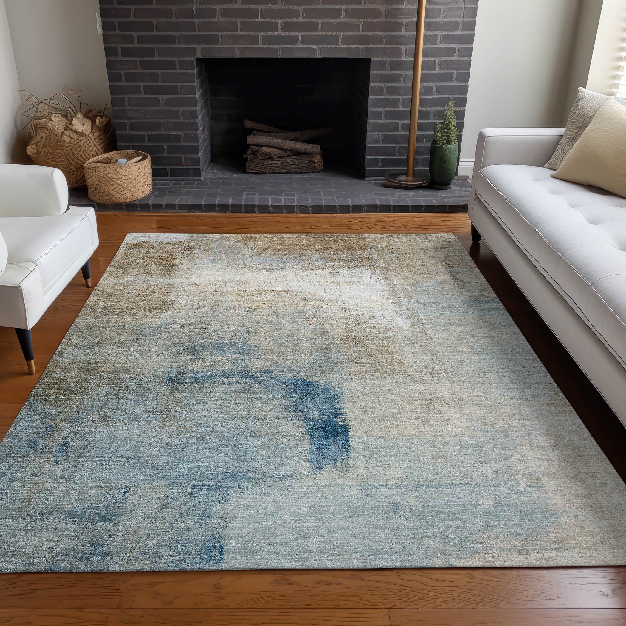8' X 10' Abstract Washable Area Rug With UV Protection