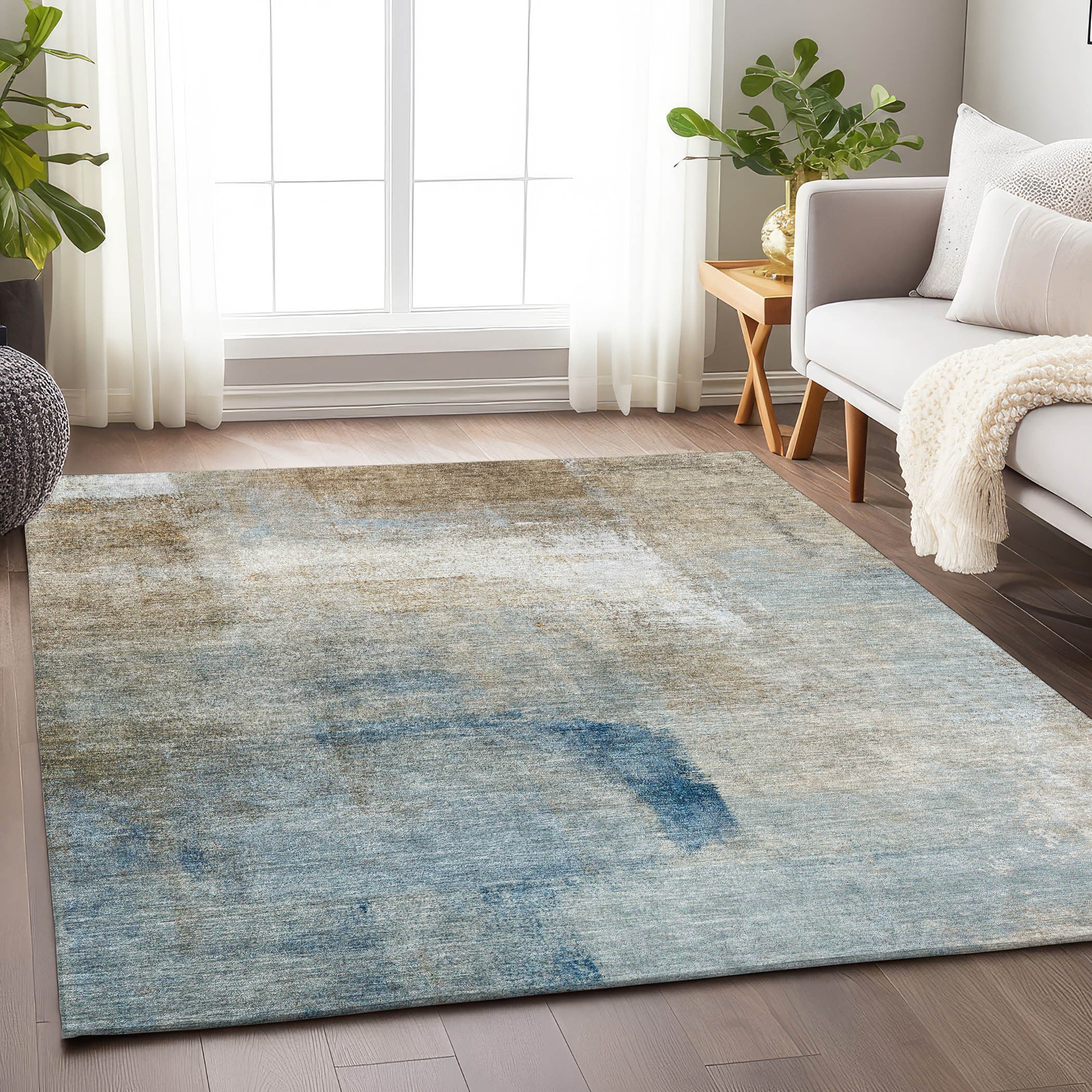 8' X 10' Abstract Washable Area Rug With UV Protection