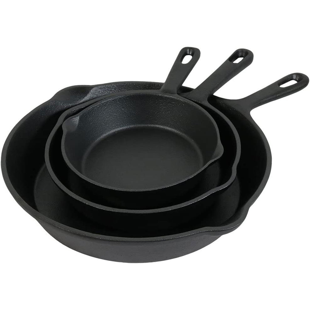 Black Cast Iron Frying Pans | Set of Three