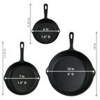 Black Cast Iron Frying Pans | Set of Three