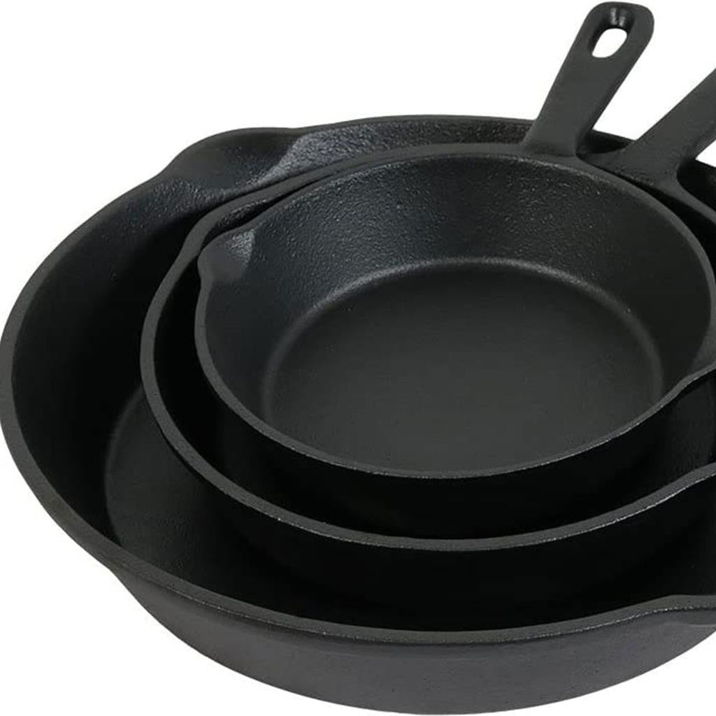 Black Cast Iron Frying Pans | Set of Three