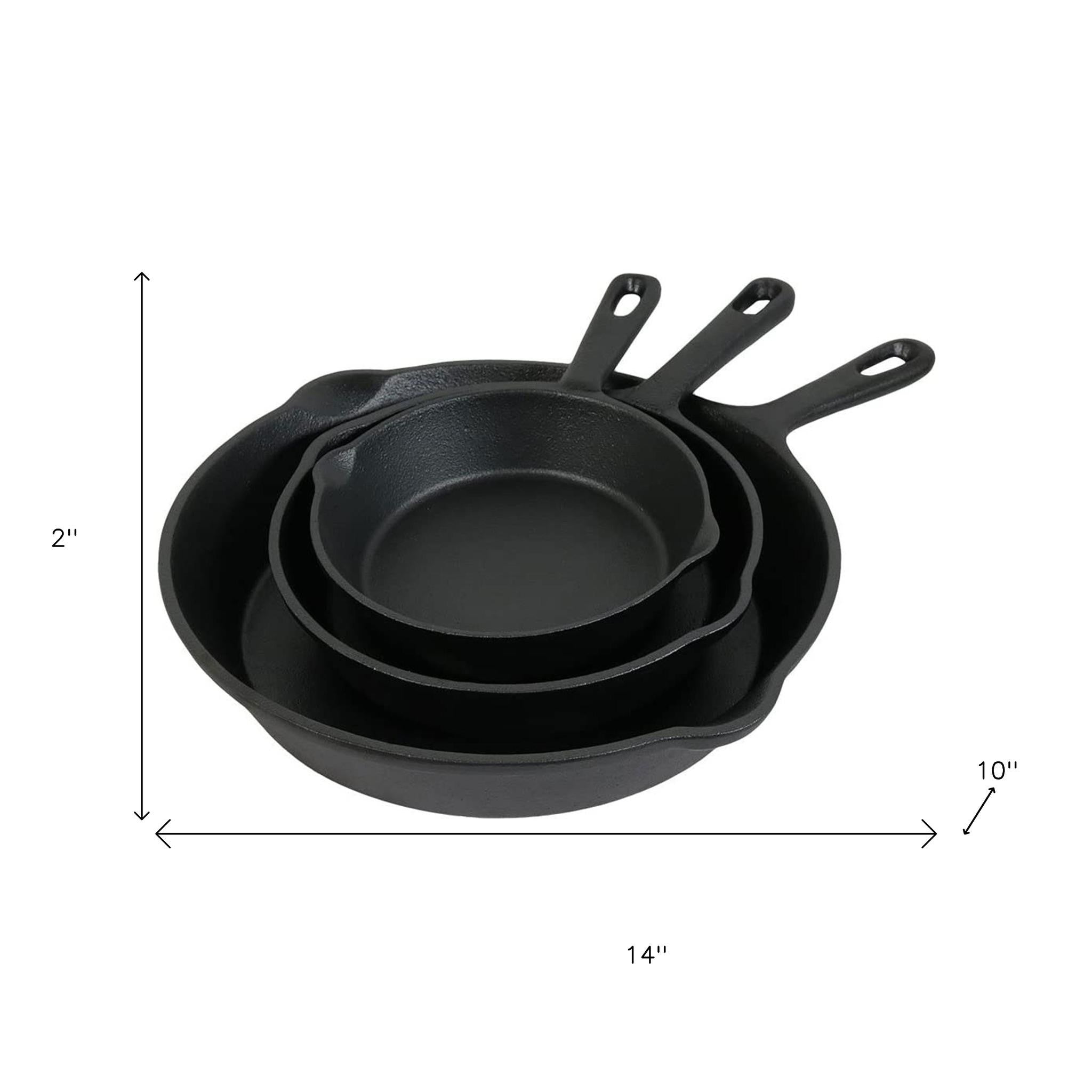 Black Cast Iron Frying Pans | Set of Three