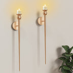 2-Pack Golden Candle Holder Torch Wall Light, Electronic Candle Wall Scone-2