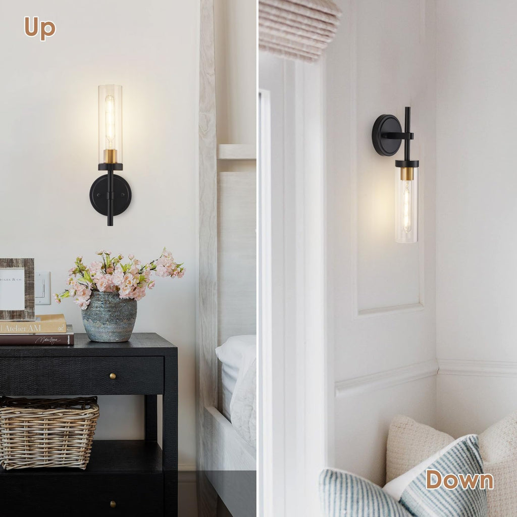 2PCS Glass Farmhouse Wall Lamp, Modern Bathroom Vanity Sconces Wall Lighting-4