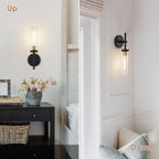 2PCS Glass Farmhouse Wall Lamp, Modern Bathroom Vanity Sconces Wall Lighting-4