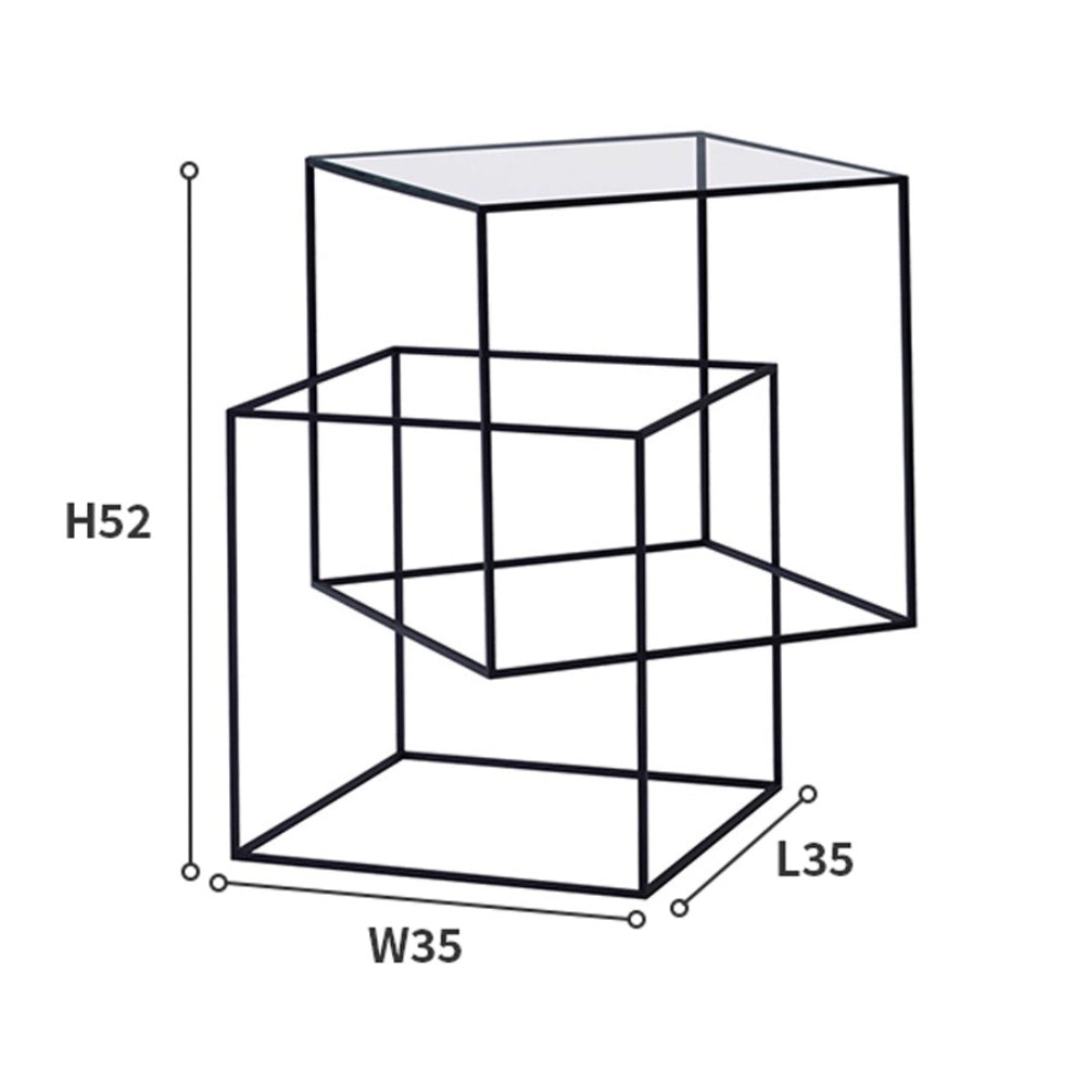 Glass double layer 3D floating side table-4