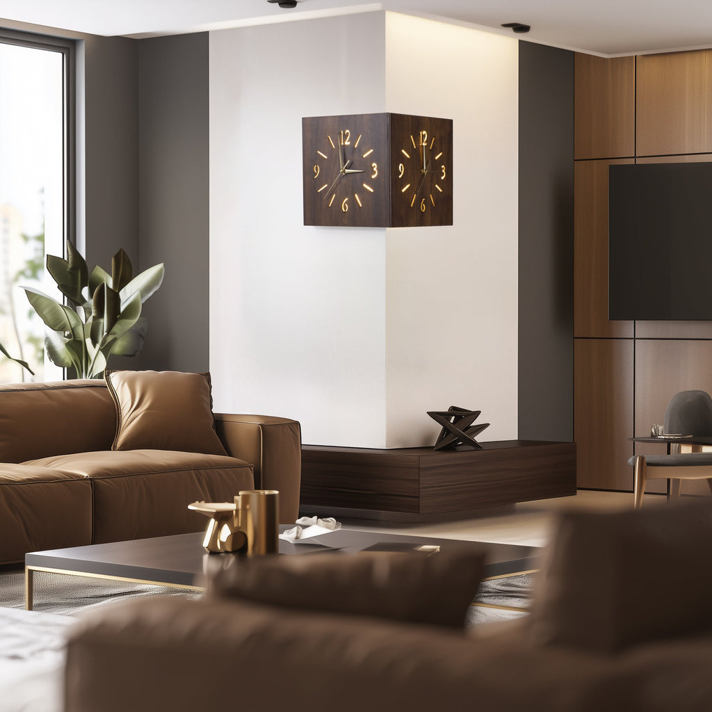 Sounds Activated Backlit Wooden Wall Clock Corner Clock-3