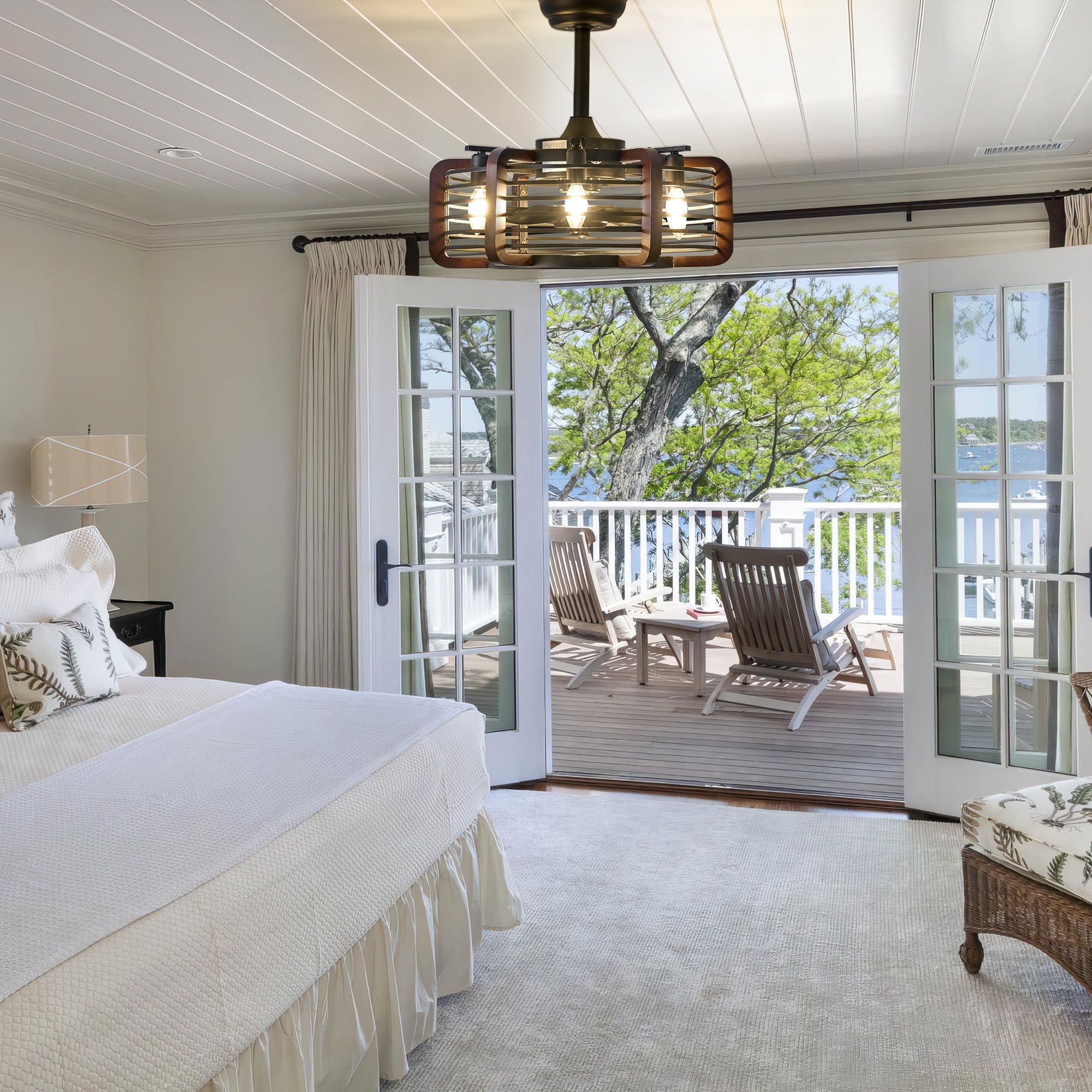 Rustic Caged Ceiling Fan Light