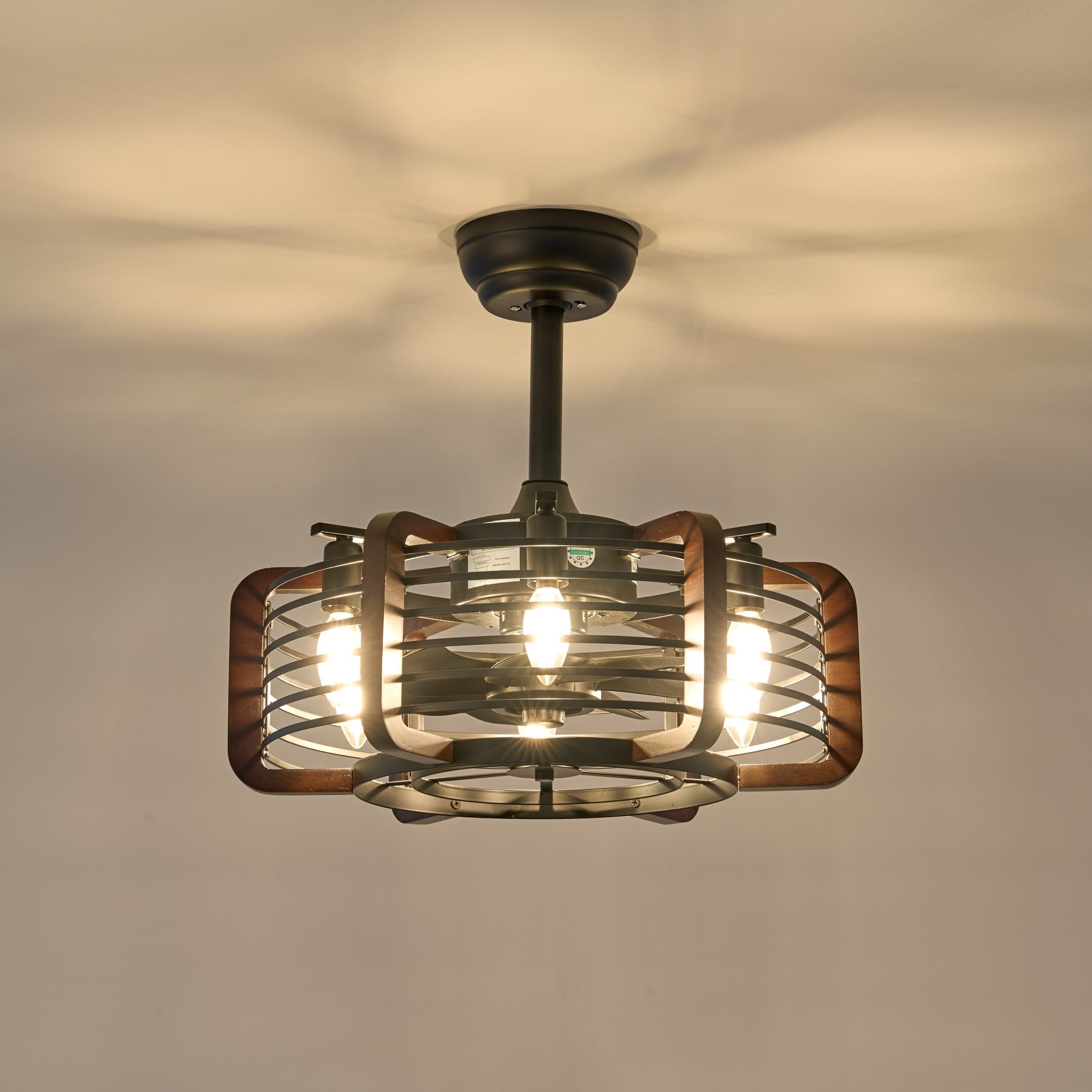 Rustic Caged Ceiling Fan Light
