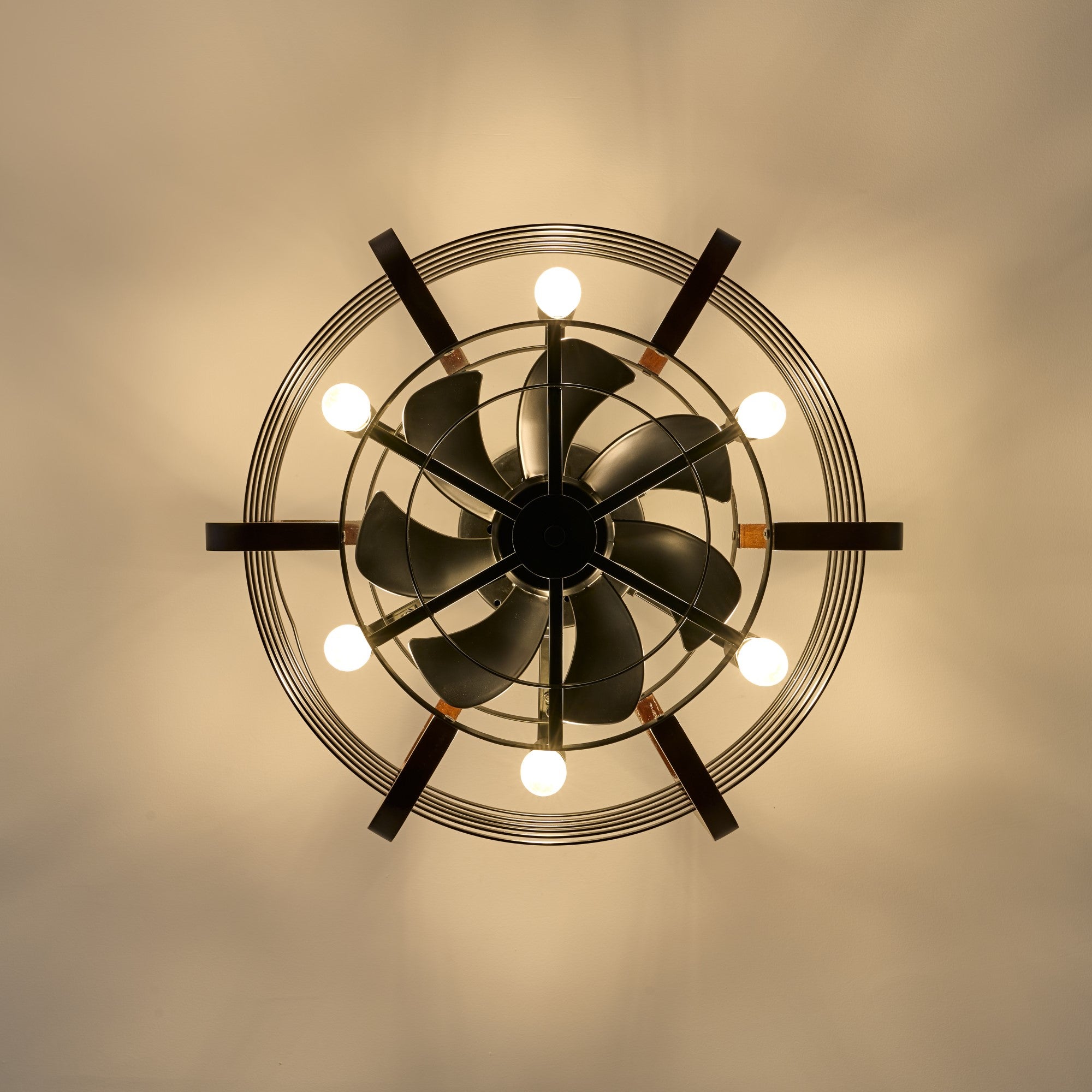 Rustic Caged Ceiling Fan Light