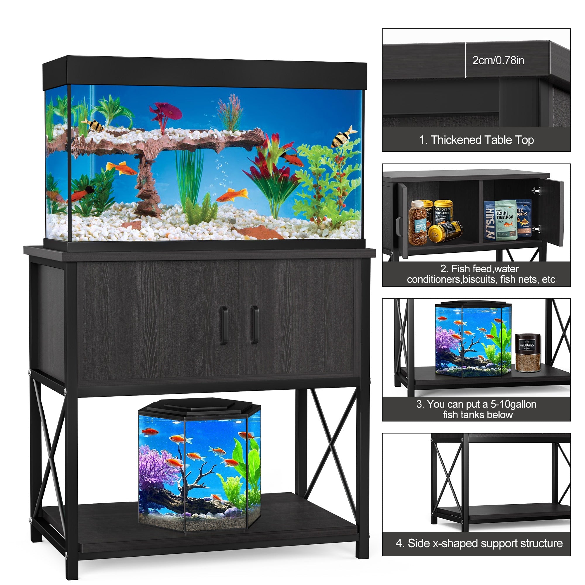 20-29 Gallon Fish Tank Stand, Storage Cabinet-3